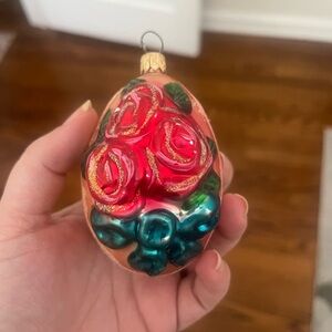 Christopher Radko Hand-Painted Red Rose Glass Holiday Ornament